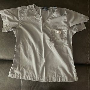 Grey Blue Sky Scrubs Top